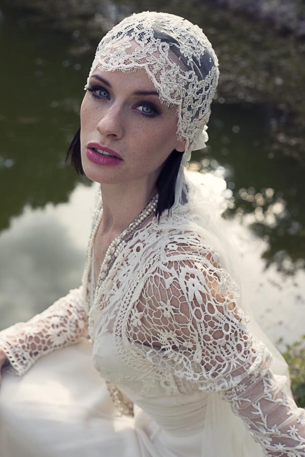 Bridal lace portrait glam makeup