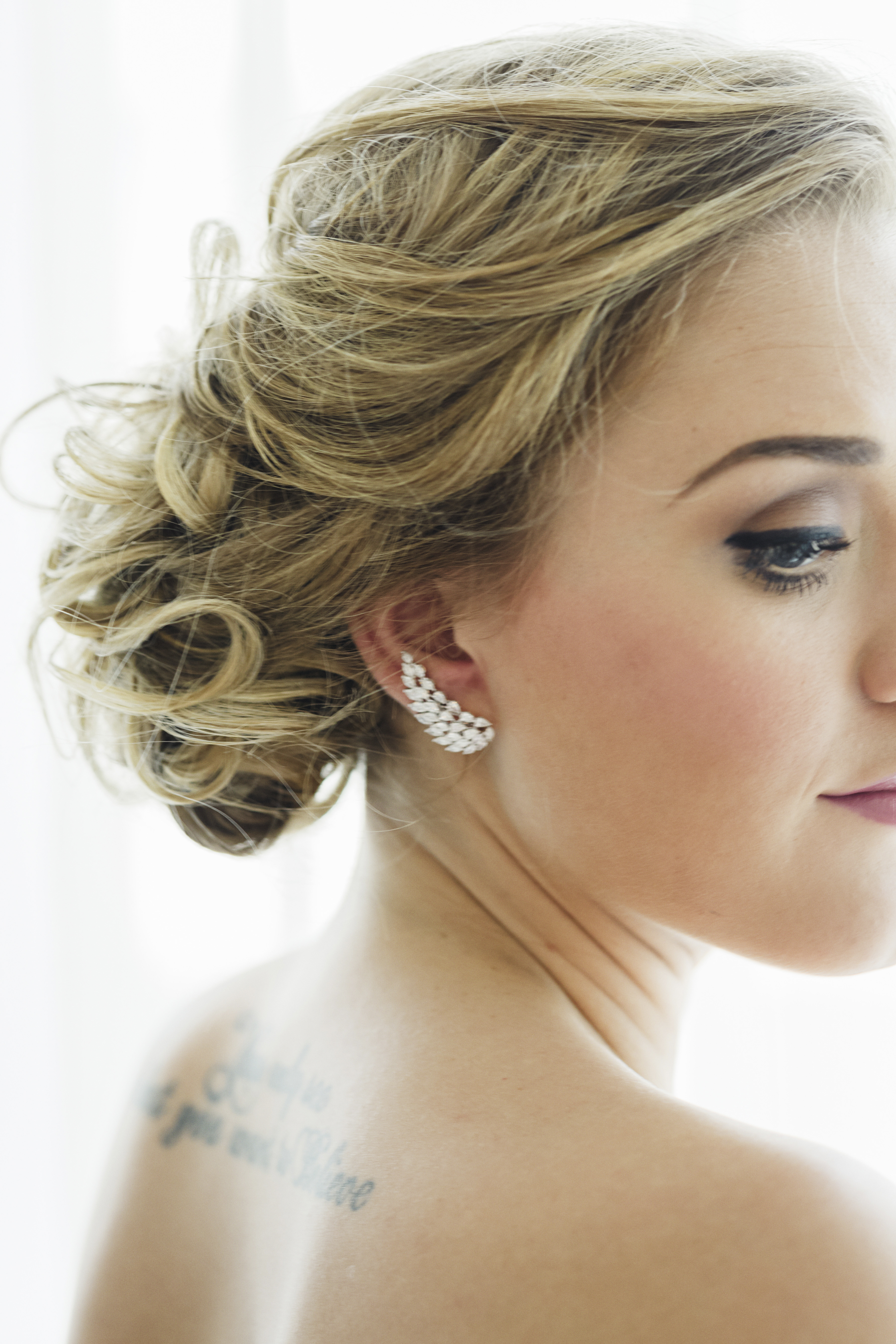 Bridal makeup updo detail
